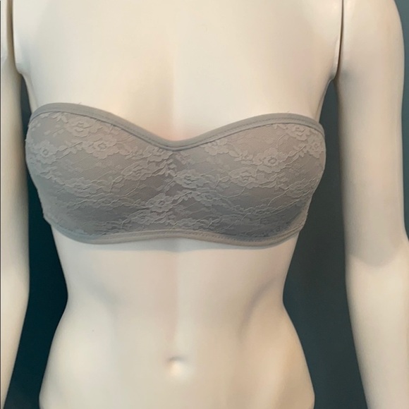 Victoria’s Secret PINK gray lace push up bandeau S - Picture 2 of 7